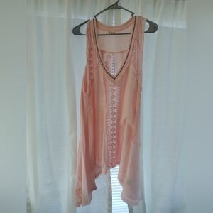 Women's POL Pink Sleeveless Lace Top
